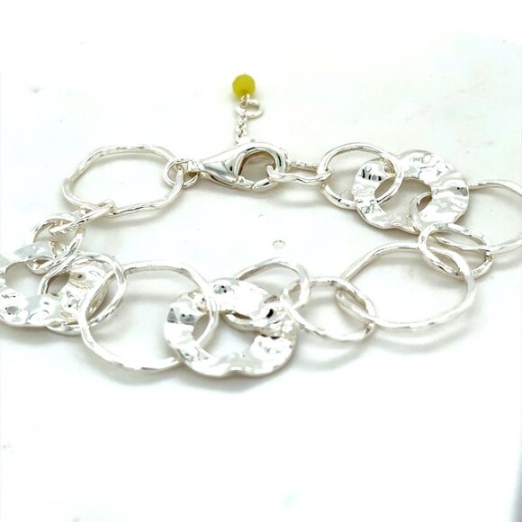 Silpada 925 Hanmered Discs Link Bracelet - Picture 2 of 6